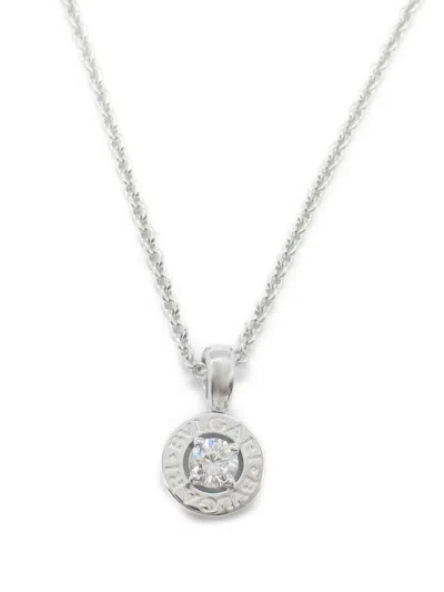 Pre-owned Bvlgari 2010s 18k White Gold Bulgari Bulgari Diamond Necklace In Silver