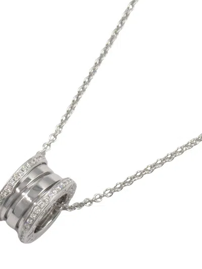 Pre-owned Bvlgari 2010s 18k White Gold B.zero1 Diamond Necklace In Silver