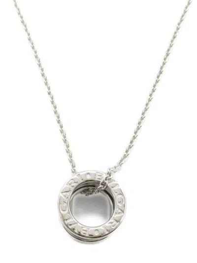 Pre-owned Bvlgari 2010s 18k White Gold B.zero1 Necklace In Silver