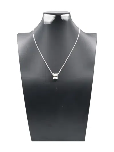 Pre-owned Bvlgari 2010s 18k White Gold B.zero1 Necklace In Silver