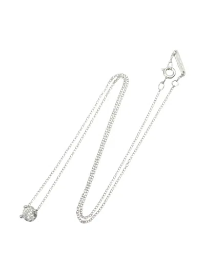 Pre-owned Bvlgari 2010s 18k White Gold Corona Diamond Necklace In Gray