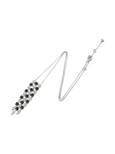 Pre-owned Bvlgari 2010s 18k White Gold Lucia Onyx And Diamond Necklace In Silver