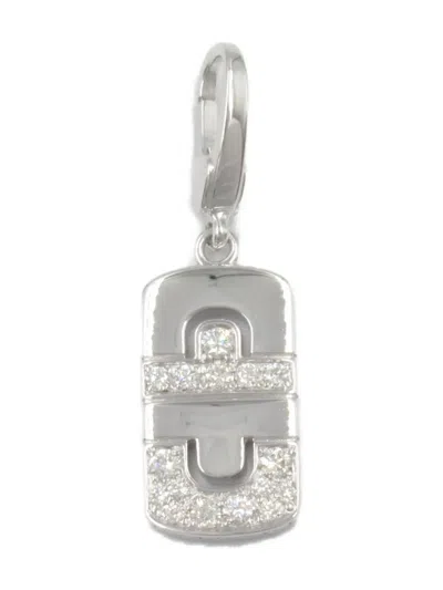 Pre-owned Bvlgari 2010s 18k White Gold Parentesi Diamond Charm Pendant