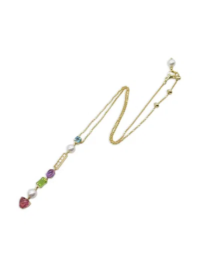 Pre-owned Bvlgari 2010s 18k Yellow Gold Allegra Multi-stone Necklace