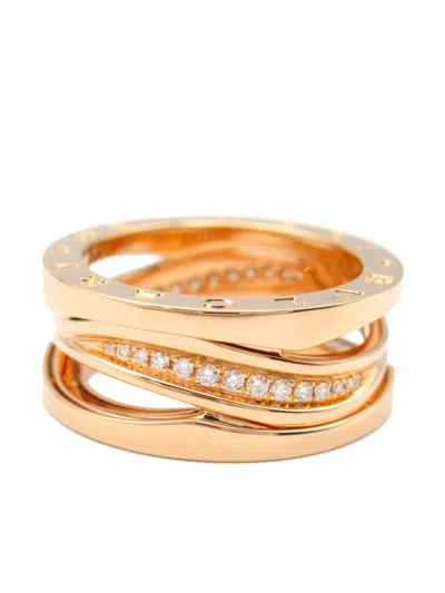 Pre-owned Bvlgari 2010s 18kt Rose Gold B.zero1 Diamond Ring In 金色