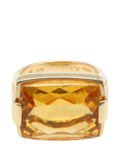 Pre-owned Bvlgari 2010s Alegra Citrine Ring In Gold