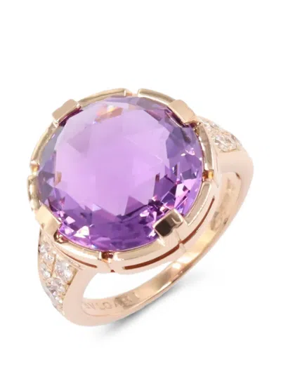 Pre-owned Bvlgari 2010s Amethyst Diamond Ring In Pink