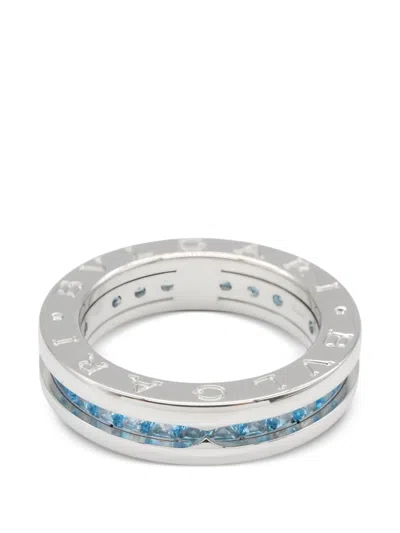Pre-owned Bvlgari 2010s B-zero1 Blue Topaz Ring In Silver