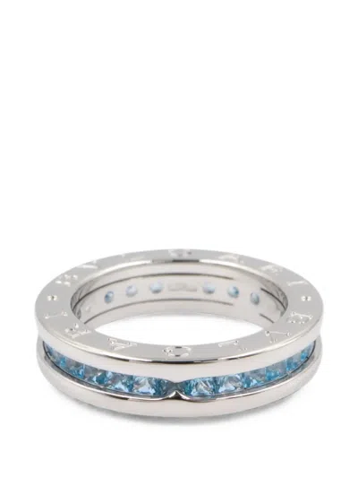Pre-owned Bvlgari 2010s B.zero1 Blue Topaz Ring In Silver