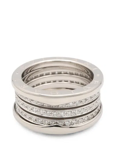 Pre-owned Bvlgari 2010s B-zero1 Diamond-embellishment Ring In Silver