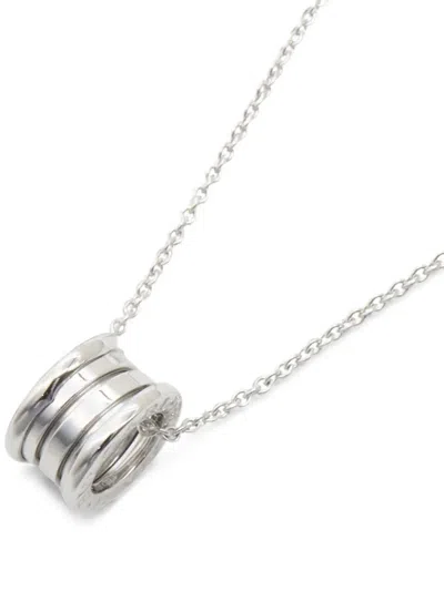 Pre-owned Bvlgari 2010s B-zero1 Engraved-logo Necklace In Silver