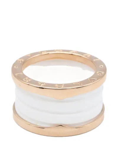 Pre-owned Bvlgari 2010s B-zero1 Engraved-logo Ring In Pink