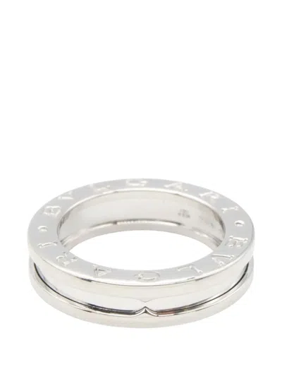 Pre-owned Bvlgari 2010s B-zero1 Engraved-logo Ring In Silver