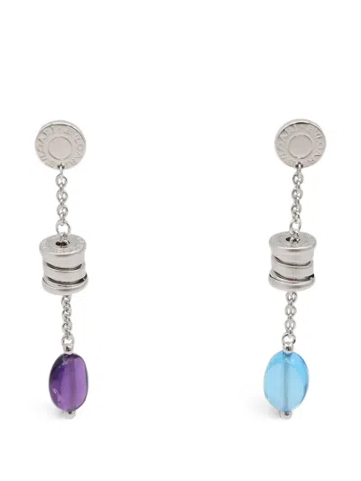 Pre-owned Bvlgari 2010s B-zero1 Topaz Earrings In Silver