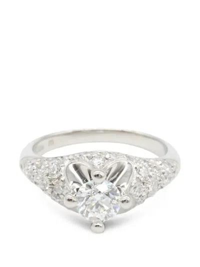 Pre-owned Bvlgari 2010s Corona Diamond Ring In Silver