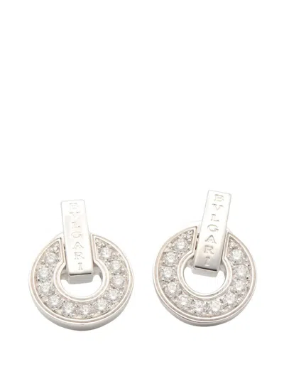 Pre-owned Bvlgari 2010s Diamond Open-work Earrings In Silver