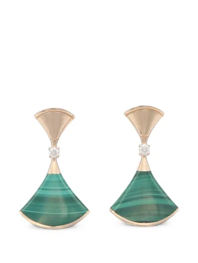Pre-owned Bvlgari 2010s Divas' Dream Malachite And Diamond Earrings In Pink