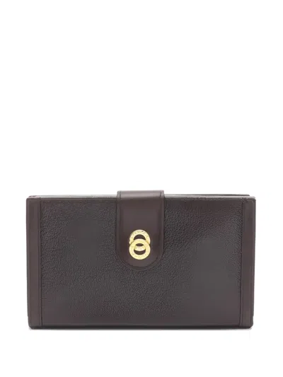 Pre-owned Bvlgari 2010s Doppio Tondo Bi-fold Leather Wallet In Brown