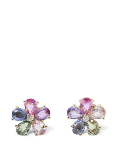 Pre-owned Bvlgari 2010s Flower Contrail Sapphire Earrings In 金色