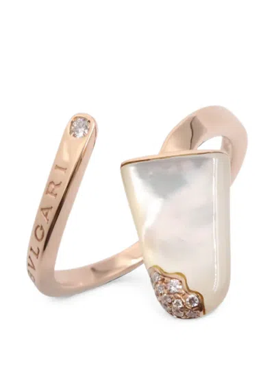 Pre-owned Bvlgari 2010s Gelati Diamond And Pearl Ring In Pink