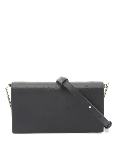 Pre-owned Bvlgari 2010s Infiniteum Chain Leather Wallet In Black