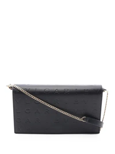Pre-owned Bvlgari 2010s Infiniteum Chain Wallet In Black
