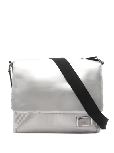 Pre-owned Bvlgari 2010s Leather Cross Body Bag In Silver