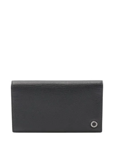 Pre-owned Bvlgari 2010s Leather Logo-detail Wallet In Black