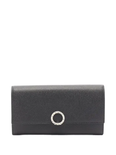 Pre-owned Bvlgari 2010s Logo-detail Leather Wallet In Black