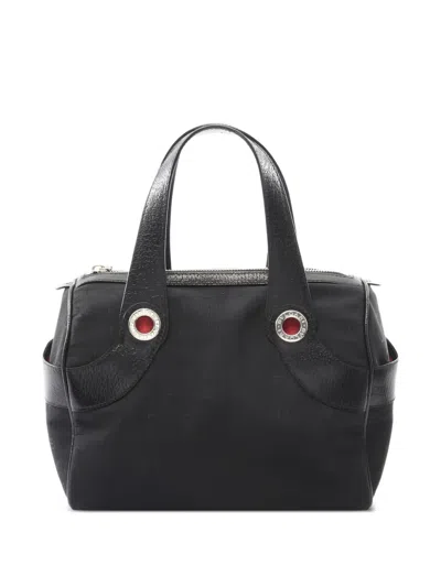 Pre-owned Bvlgari 2010s Logomania Canvas Shoulder Bag In Black