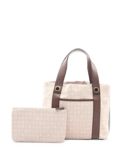 Pre-owned Bvlgari 2010s Logomania Tote Bag In Neutral