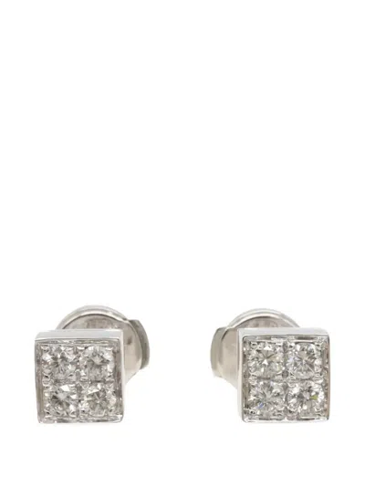 Pre-owned Bvlgari 2010s Lucia Diamond Earrings In Silver