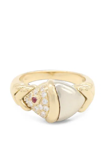 Pre-owned Bvlgari 2010s Naturalia Diamond And Ruby Ring In Gold