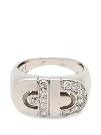 Pre-owned Bvlgari 2010s Parentesi Diamond Ring In Silver