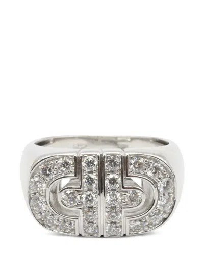 Pre-owned Bvlgari 2010s Parentesi Diamond Ring In Silver