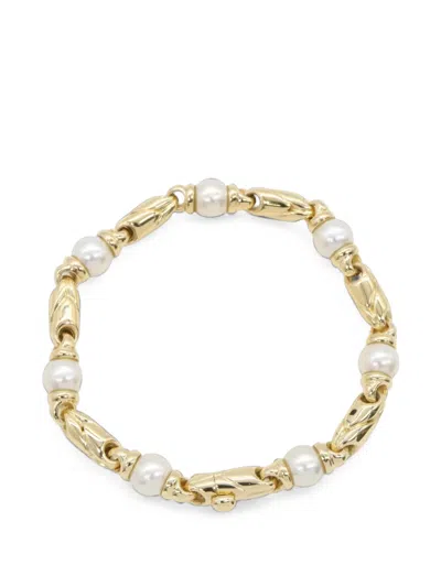 Pre-owned Bvlgari 2010s Passo Doppio Pearl Bracelet In Gold