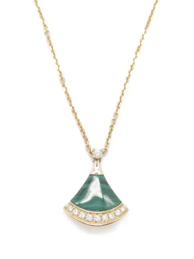 Pre-owned Bvlgari 2010s  18kt Rose Gold Divas' Dream Malachite And Diamond Necklace In 粉色