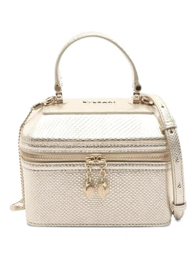 Pre-owned Bvlgari 2010s Python Effect Leather Tote Bag In Gold