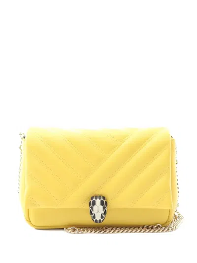 Pre-owned Bvlgari 2010s Serpenti Cabochon Cross Body Bag In Yellow