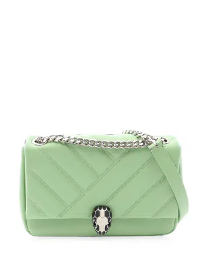 Pre-owned Bvlgari 2010s Serpenti Cabochon Shoulder Bag In Green