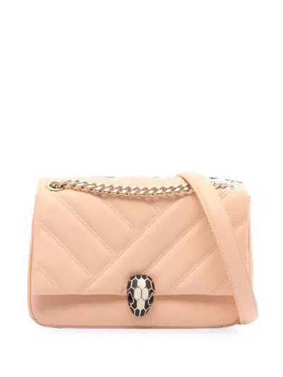 Pre-owned Bvlgari 2010s Serpenti Cabochon Shoulder Bag In Neutrals