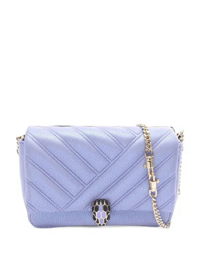 Pre-owned Bvlgari 2010s Serpenti Cabochon Shoulder Bag In Purple