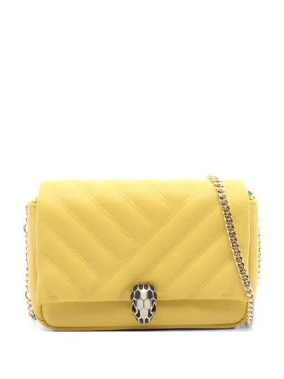 Pre-owned Bvlgari 2010s Serpenti Cabochon Shoulder Bag In Yellow