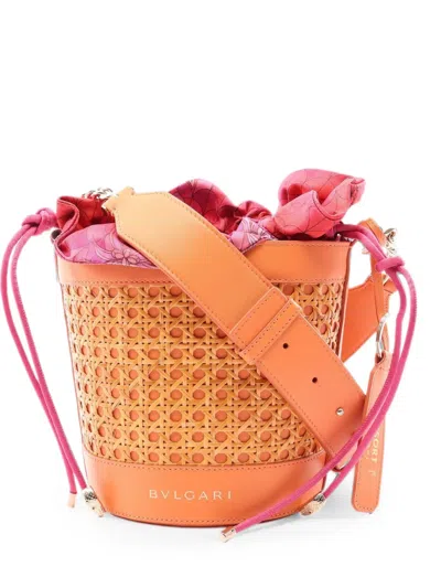Pre-owned Bvlgari 2010s Serpenti Forever Bucket Bag In Orange