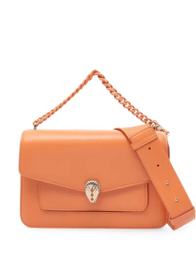 Pre-owned Bvlgari 2010s Serpenti Forever Chain Cross Body Bag In Orange