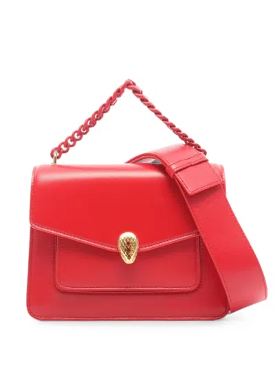 Pre-owned Bvlgari 2010s Serpenti Forever Chain Mini Handbag In Red