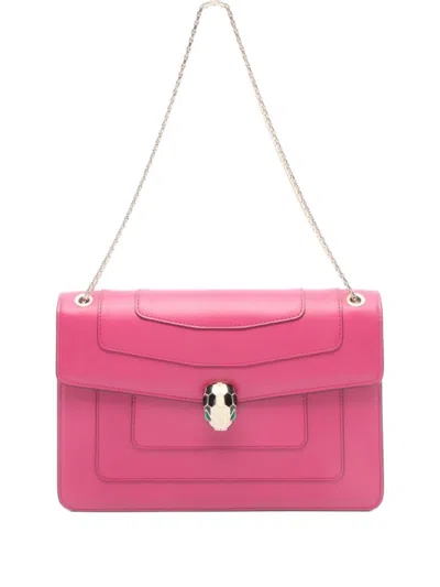 Pre-owned Bvlgari 2010s Serpenti Forever Chain Shoulder Bag In Pink