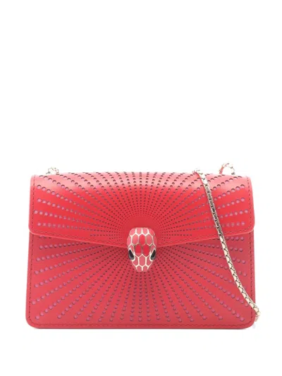 Pre-owned Bvlgari 2010s Serpenti Forever Chain Shoulder Bag In Red