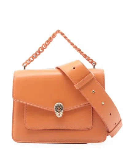Pre-owned Bvlgari 2010s Serpenti Forever Leather Handbag In Orange