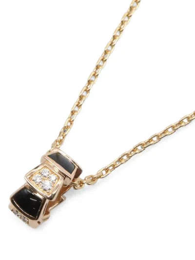 Pre-owned Bvlgari 2010s Serpenti Onyx Necklace In Gold